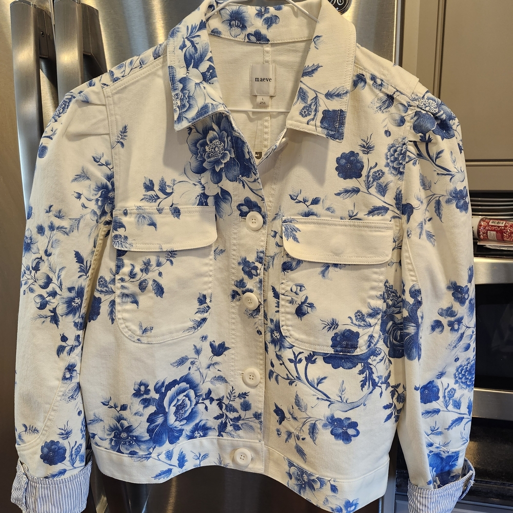 Blue and White Floral Women's Jacket
